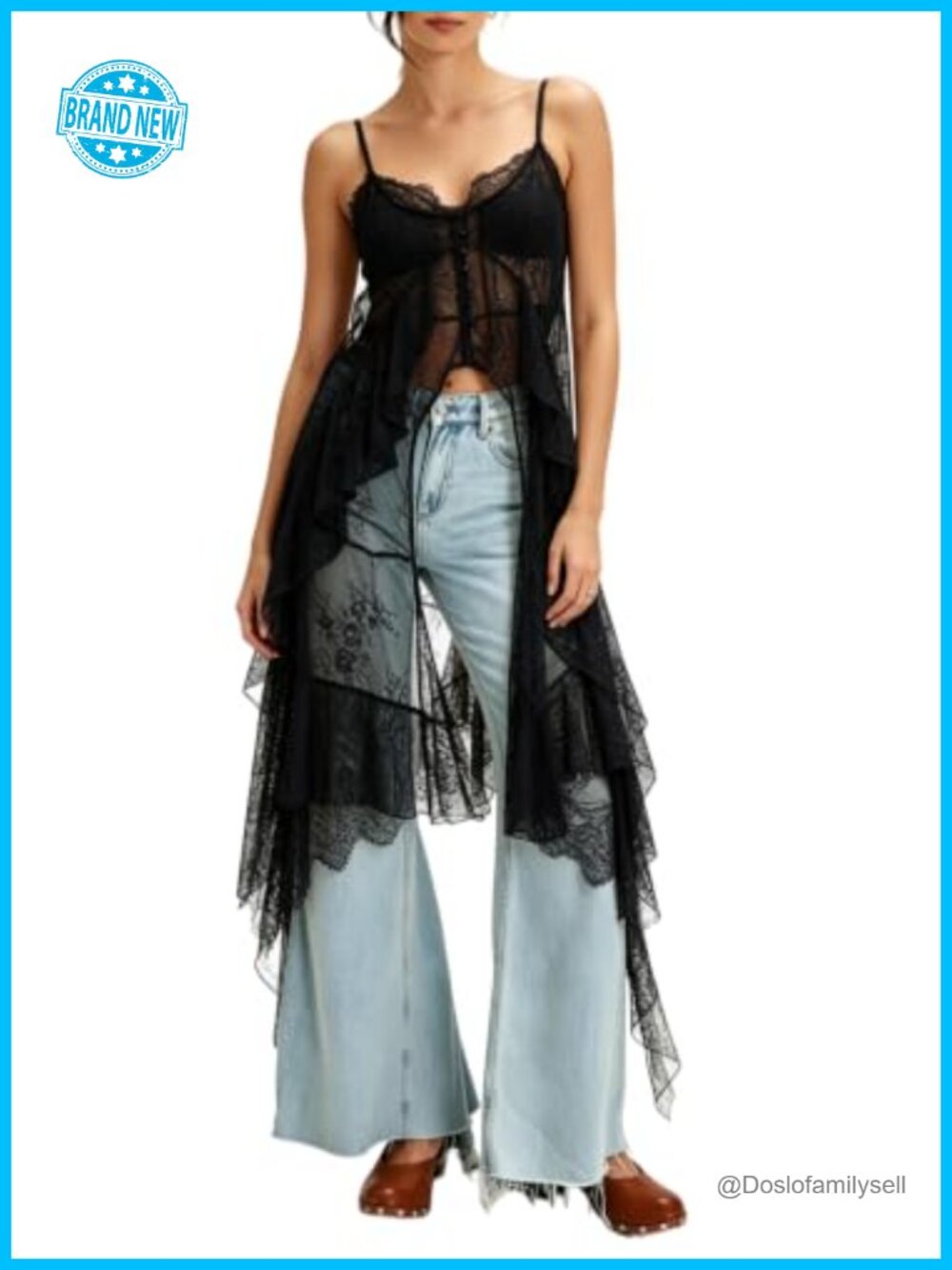Lace Maxi Sheer Spaghetti Strap Tank Top